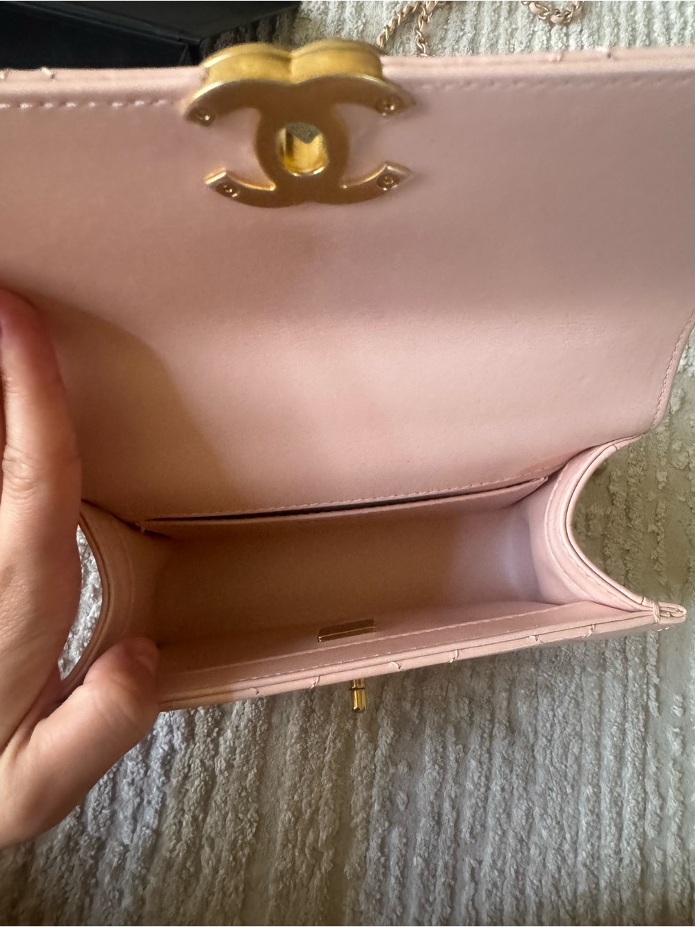 CHANEL Pink Quilted Mini Flap Bag with Gold Chain - Picture 8 of 11